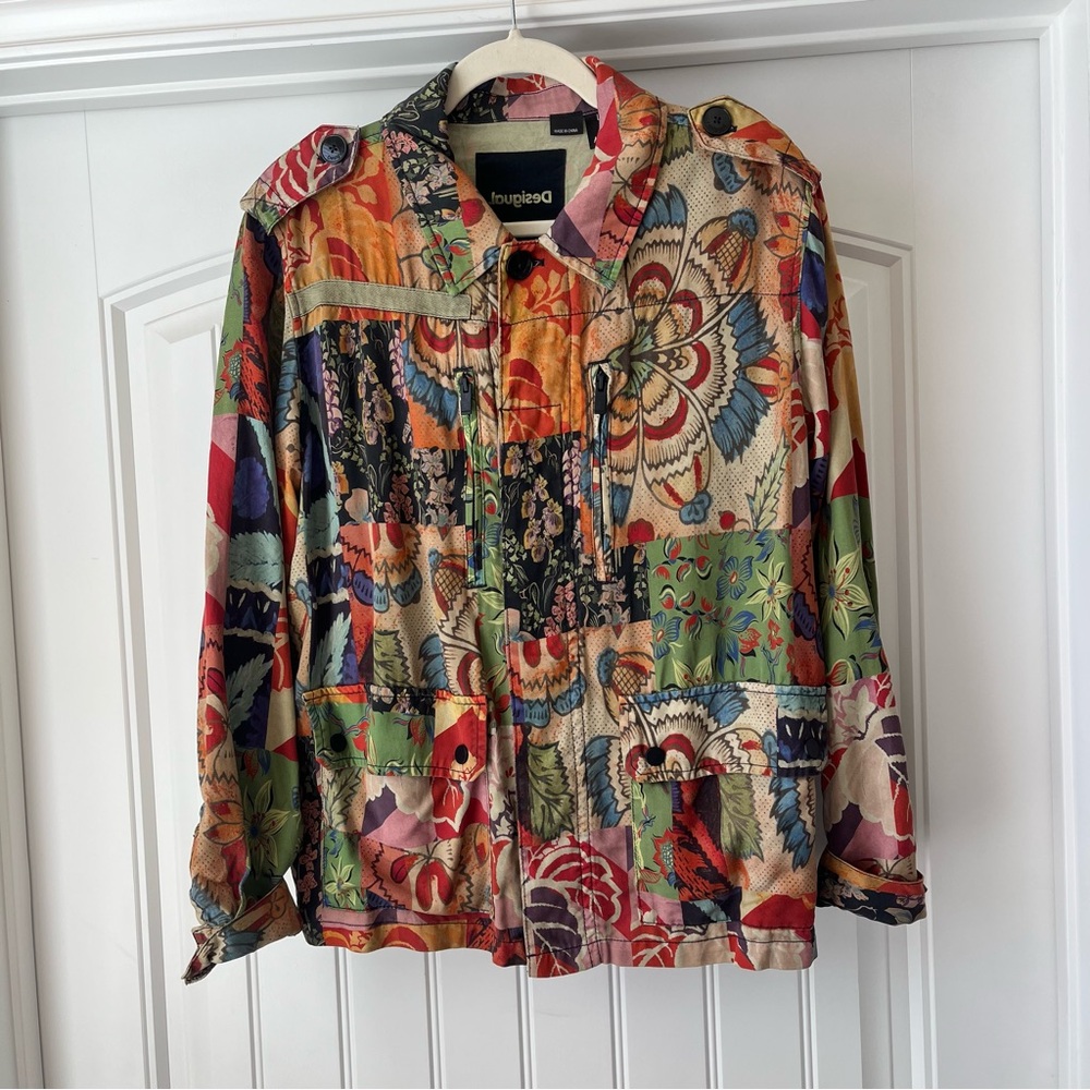 Desigual Patchwork Jacket Size Large Boho Floral … - image 1
